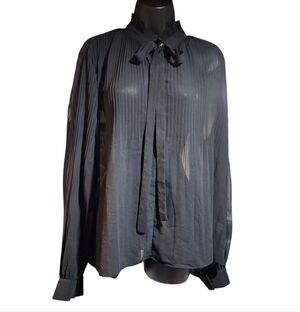 Vintage Charlotte Russe Pleated Bow Tie All-Around Pleated Raglan Sleeves Size L